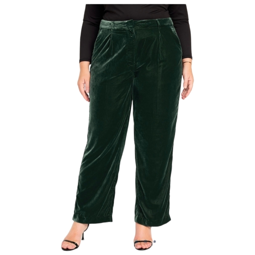 2X • Old Navy • Extra High-Waisted Taylor Trouser Velvet Pants - Emerald Green